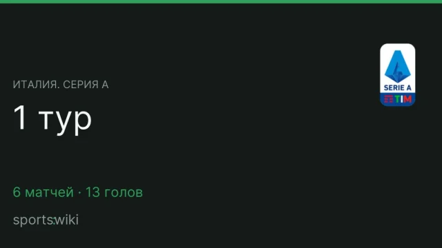 Италия. Серия А. 1 тур