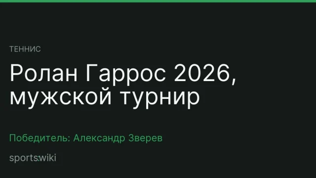 Теннис. Ролан Гаррос 2026, мужской турнир
