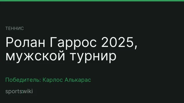 Теннис. Ролан Гаррос 2025, мужской турнир
