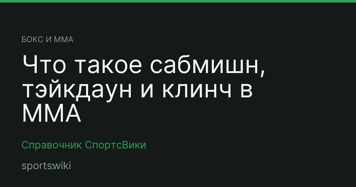 Бокс и ММА. Что такое сабмишн, тэйкдаун и клинч в ММА