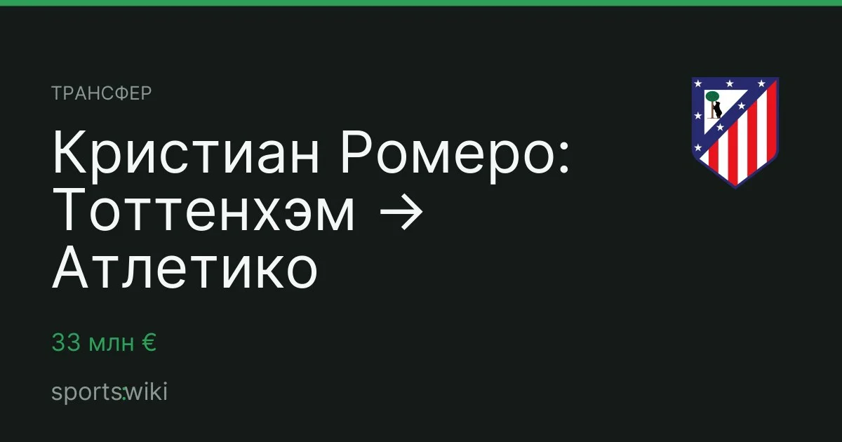 Трансфер. Кристиан Ромеро: Тоттенхэм → Атлетико