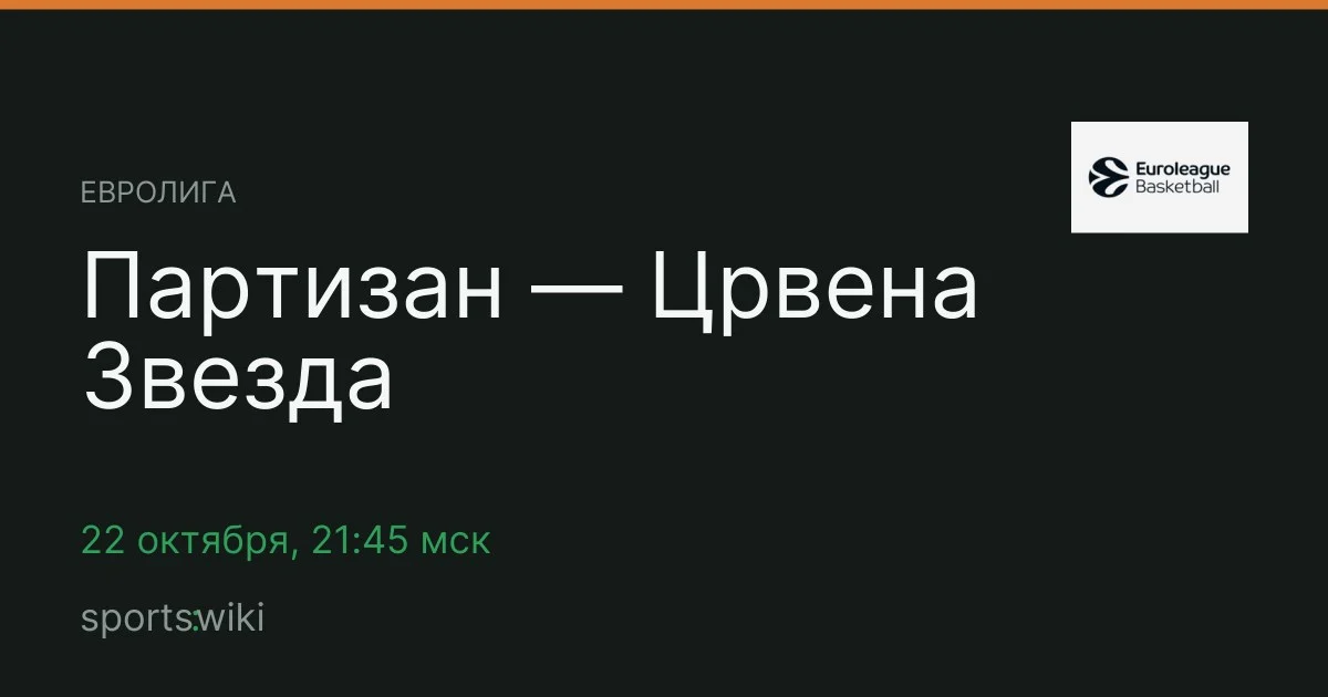 Евролига. Партизан — Црвена Звезда